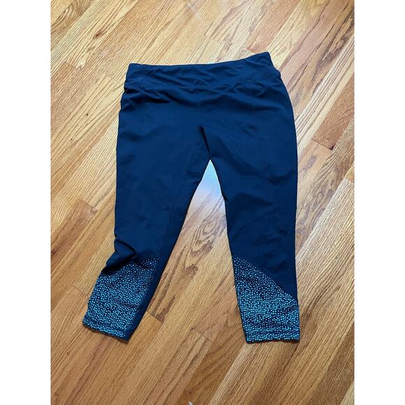 Tangerine charcoal gray teal capri leggings zipper key pocket L Perfect - Picture 1 of 6